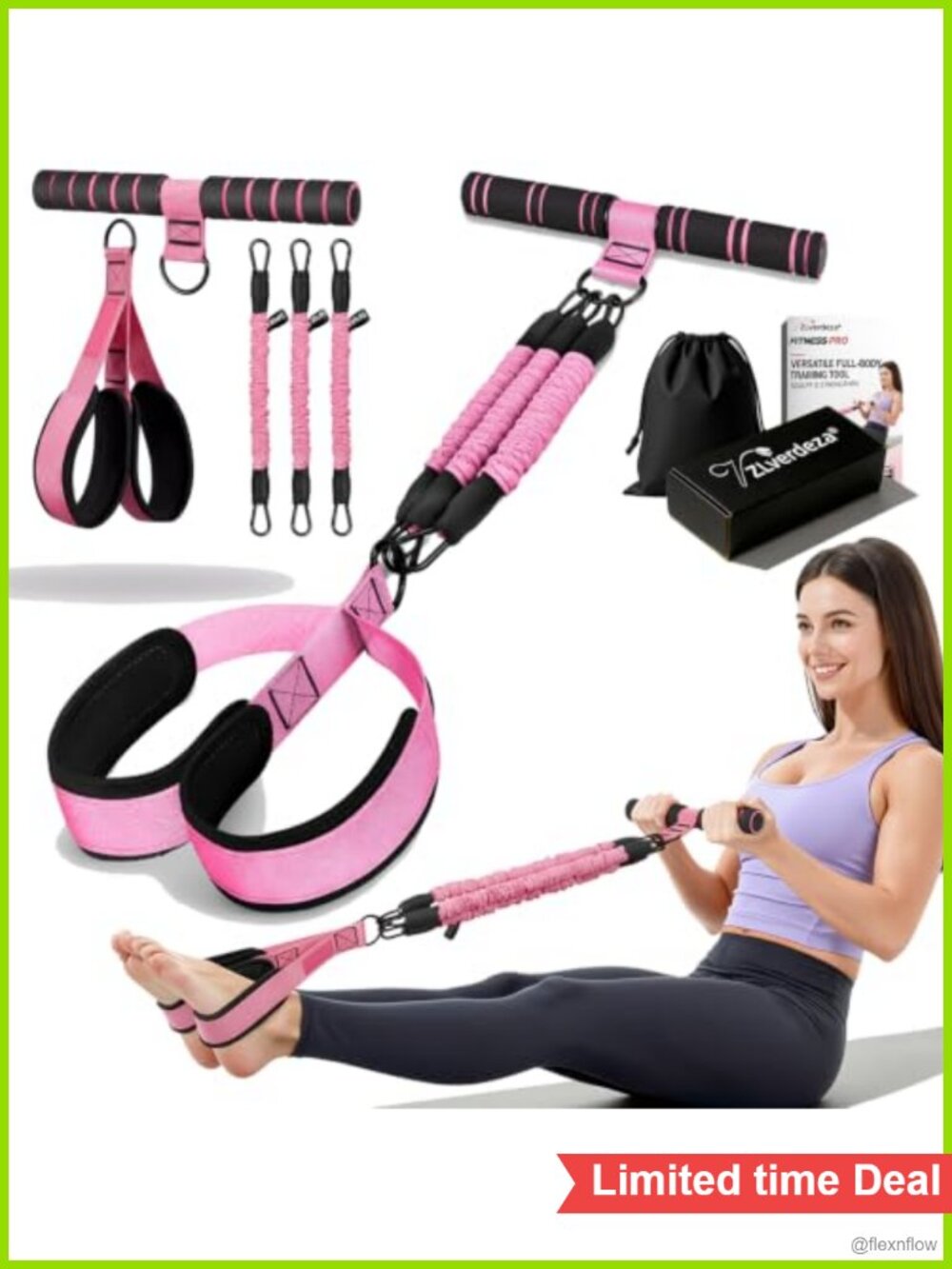 Multifunction Pedal Resistance Band with Handles for Home Gym Pilates Fitness